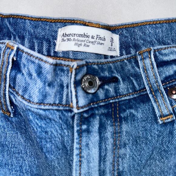 Abercrombie and fitch high rise 90s relax denim shorts sz 8 - Picture 2 of 4